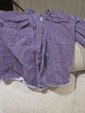 Sierra Pacific Men's Purple Corduroy Button-Up Shirt Size S Long Sleeve Pockets
